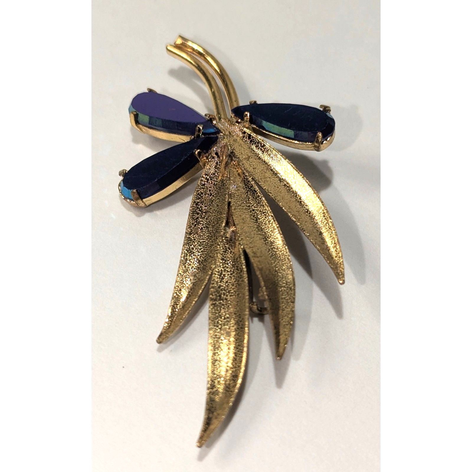 Wheat Stalks Blue Ab Stone Accents Brooch